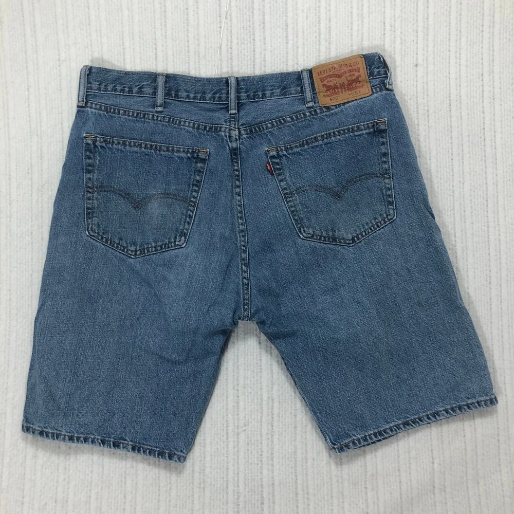 Levi's 505 Denim Shorts Regular Fit Classic Casual Blue Jean Shorts‎ W38